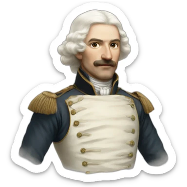 Men escrime from 1900 white wig sticker