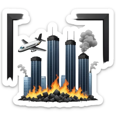 2 skyscrapers and the plane that crashed into them. sticker