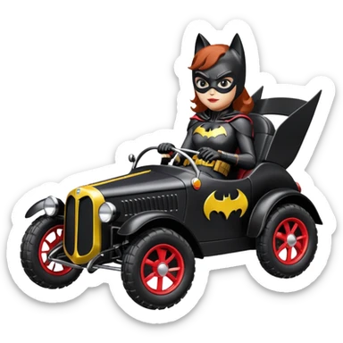 Hot racing action BatGirl’s sixty’s tv show 1932 stealth retro cat burglar sporty petite off-road pursuit mobile cruiser car (reclined and relaxed seating position and attitude) sticker