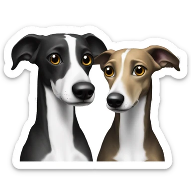 Two aristocrat dog black and white galgo kiss at our old money house  sticker