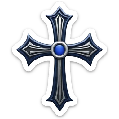 generate a gothic cross in black and silver and navy blue sticker