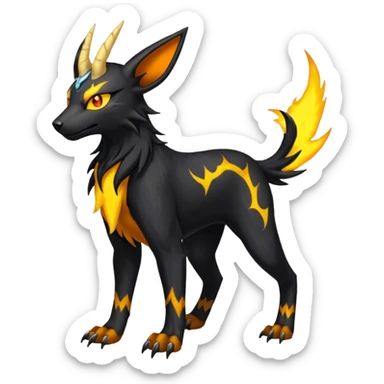 Long-horned Manectric-Houndoom-Luxray-Bobcat-Fakémon-fusion-animal-creature, full body  sticker