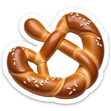 Pretzel Cinematic Realistic Pretzel Snack Emoji, depicted as a single, perfectly twisted pretzel with a glossy, salted crust, rendered with lifelike textures and warm, inviting lighting. sticker