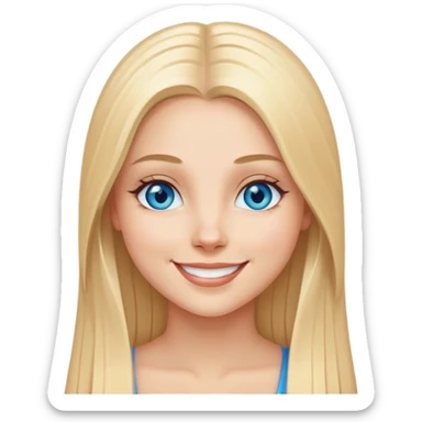 beautiful white girl with long straight blonde hair blue eyes smiling evil sticker