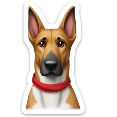 Coonhound/German Shepherd dog wearing small plain red bandana walking left semi realistic with floppy ears sticker