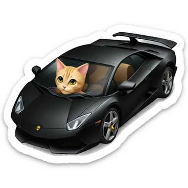 cat drive a black lamborghini sticker