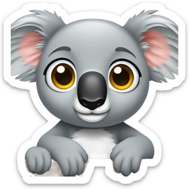 Un koala super tierno con los ojos tiernos, con su bebé koala y cargando etc sticker