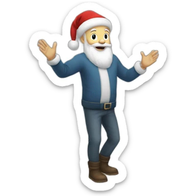 Full height Actively gesturing with hands pale skin Santa Claus sticker