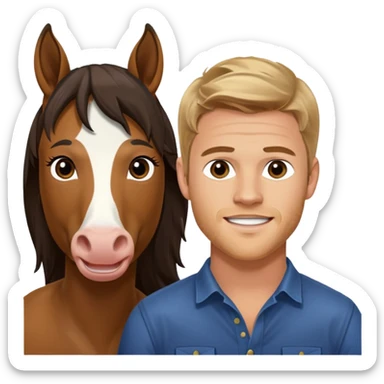 Excited Trevor Donovan no horse ears and Danica McKellan with horse sticker