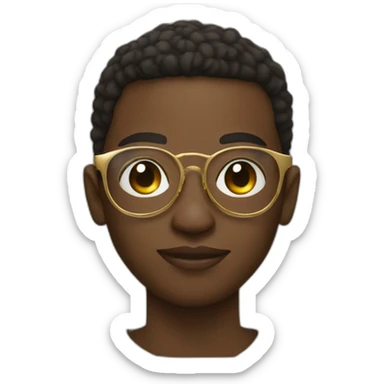African young man in round gold glasses sticker