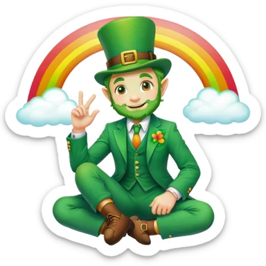 A leprechaun sitting on a rainbow  sticker