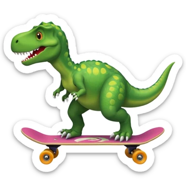 Dinosaur on a skateboard but the skateboard is a circle around the dinosaur sticker