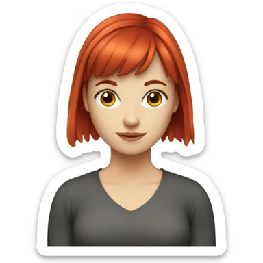 white girl whit red hair with bangs sticker