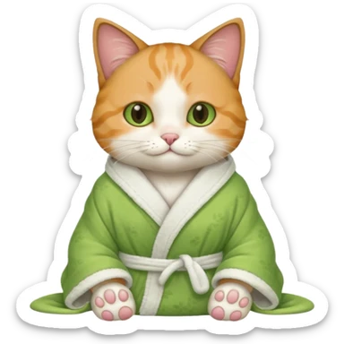 I want a CAT whit a macha on her paw and i want her to ne wearing a bath rope sticker