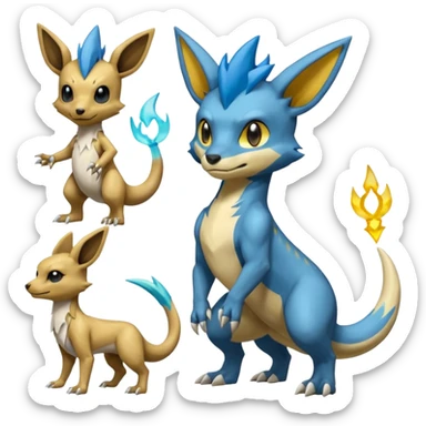 Manectric-Electrike-Lucio-Cubone-Umbreon-Marowak-Draco-Fakémon-hybrid-creature (full body) sticker