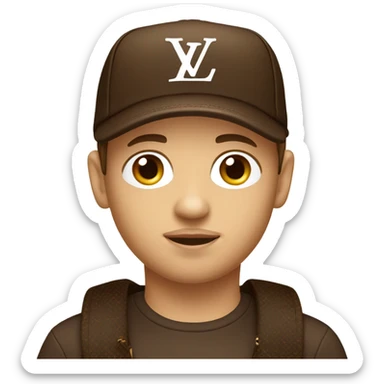 brown hair boy with louis vuitton cap and goatee sticker