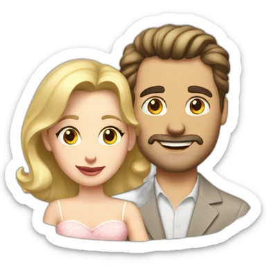 brunette husband and blond wife in 50s sticker