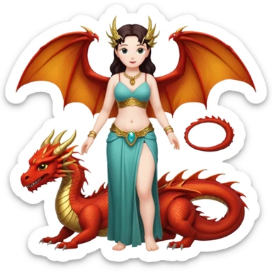 fullbody buxom ancient woman with dragon wings sticker