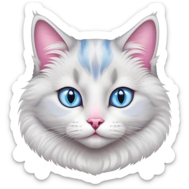 Grey and white cat blue eyes pink nose  sticker