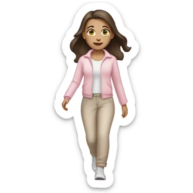 brunette white girl going on a walk wearing light pink sticker