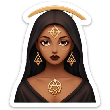 Dark oil traced over woman’s skin forming occult symbols, sensual devotion sticker