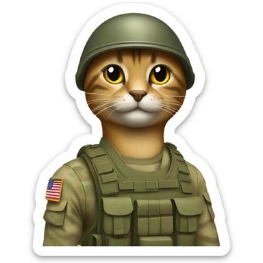 A military cat makes a military greeting sticker
