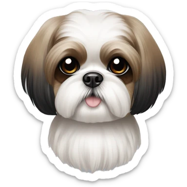white and brown shih tzu with black bow on head, huge eyes  sticker