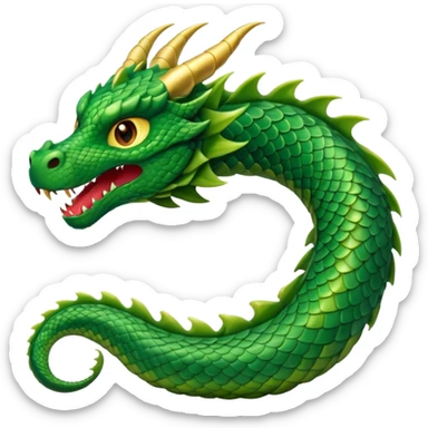 Create a single emoji of a Dragon in full body, shown at a slight side angle in a natural, characteristic pose. stylized like an emoji, but clearly recognizable.  sticker