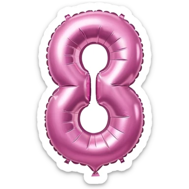 Pink foil balloon in the shape of a number 6 sticker
