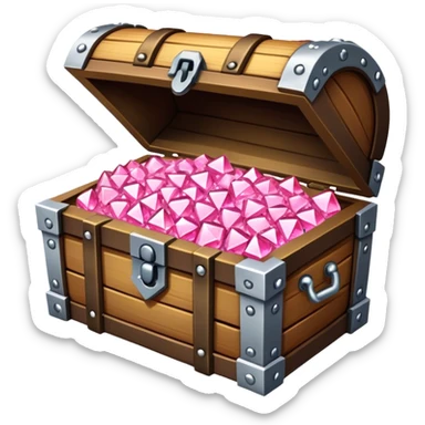 Treasure chest encrusted with pink diamonds sticker