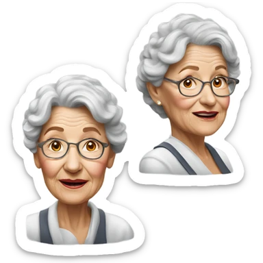 3d hyper realistic senior woman drawing  sticker