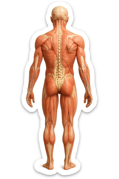 corpo umano anatomico con schiena piatta, iperrealistico 4k sticker