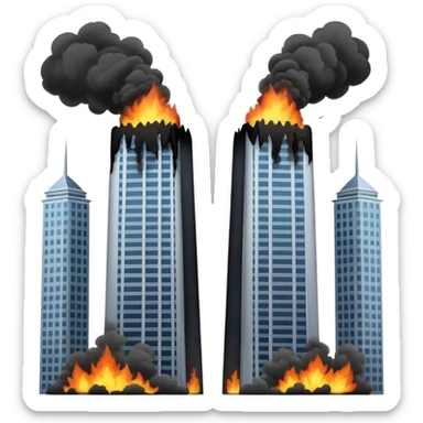 Two  similar skyscrapers and the plane that crashed into them. sticker