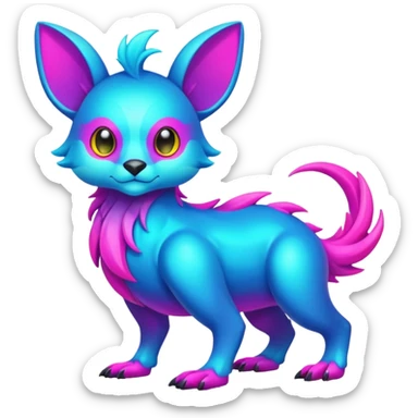 Shiny Colorful Neon-Colored Fionbri-creature by Falvie (full body) sticker