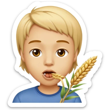 Campechano mordiendo una ramita de trigo en la boca sticker