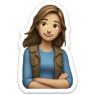 smiling girls outdoors together the girl with the brown hair has blue eyes sticker