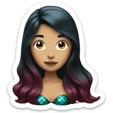 Mermaid with black hair and maroon fin sticker