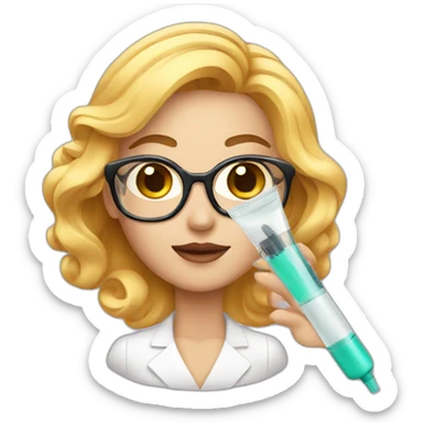 Cosmetologist with an injection sticker