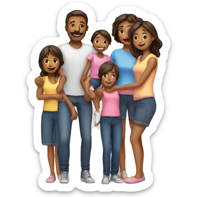 Famille de 5 personnes avec 3filles sticker