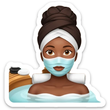 Black Lady with face mask spa beauty full face relaxing sticker