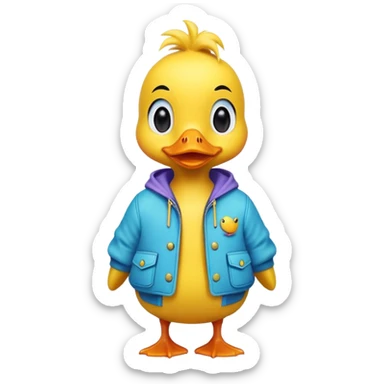 A cute duck wearing cute lil jacket  sticker