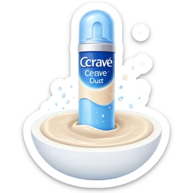Small white CeraVe tube with blue label soft beige tip, with gentle light. Surrounded by tiny floating tear-shaped sparkles and crescent moon dust, hinting at dark circle repair. Emits a soothing blue-beige aura like a targeted eye revival spell. Compact, calming, and luminous — emoji-style. sticker