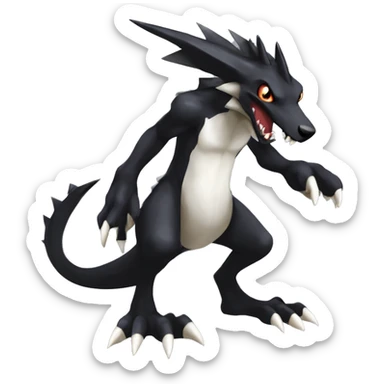 Black Cool Edgy Nargacuga-Garchomp-Houndoom-Sergal Fakémon with Edgy markings,  full body sticker