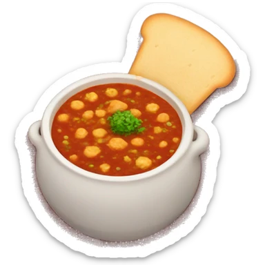 A red gravy containing sprouts called misal with 2 bread and a papad sticker