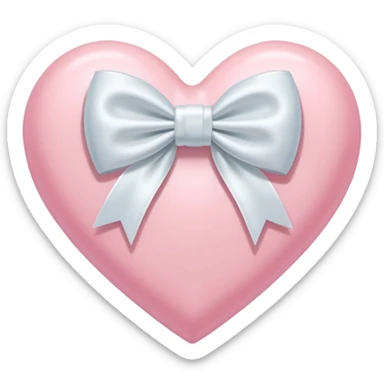 pastel pink heart with large white bow on top sticker