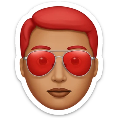 🔴+🕶️ no mouth eyes eyebrows just full read infront glasses sticker