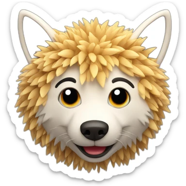 3d sphere with a cartoon childish wheat Wolf skin texture with colorful eyes sticker