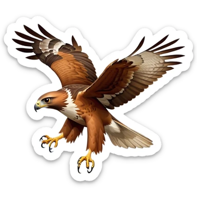 cinematic-red-tailedhawk-realistic-full-body-hunting-emoji,-powerful-brown-and-white-feathered-frame-gliding-over-a-vast-landscape,-sharp-hooked-beak-partially-open,-intelligent-eyes-focused-intensely-on-the-ground-below,-strong-talons-flexing-in-anticipation,-broad-wings-catching-the-wind-with-effortless-grace,-simplified-yet-realistic-focused-features,-highly-detailed,-glowing-with-a-bold-determined-light sticker