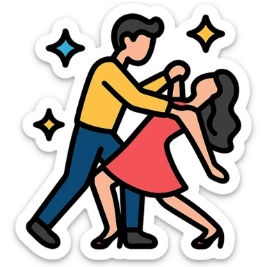 latin ballroom dance dramatic dip sparkling outfits lively atmosphere icon design sticker