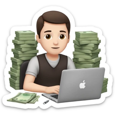 aktien experte er sitz am laptop und verdient durchs traden geld

geld sollte um ihn herum sein sticker